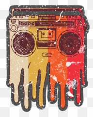 Retro Boom Box Melting Ghetto Blaster Rap Music T - Shirt Girly png