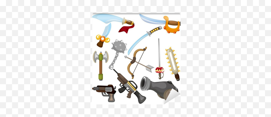 Wall Mural Cartoon Weapon Icon - Pixersus Cartoon Weapons Png,Weapon Icon Png