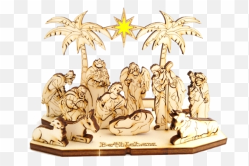 Nativity Set With Star 3d Wooden Puzzle Touchwoodesign - Palm Trees png