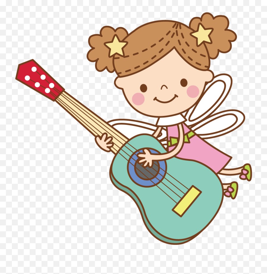 Guitar Little Cartoon Angel Playing - Guitar Cartoon Girl Png,Cartoon Guitar  Png - free transparent png images 