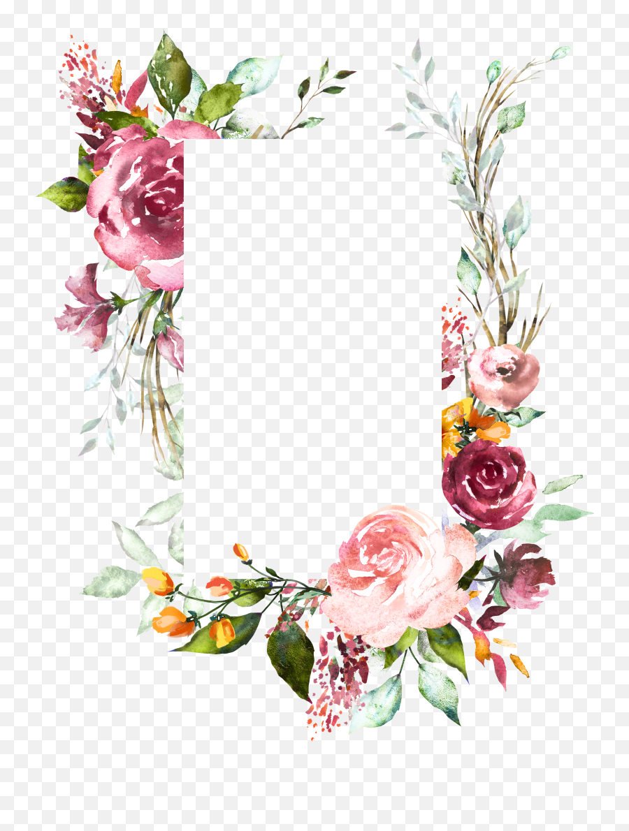 Floral Frame Png - H804 Flower Frame Flower Art Watercolor Transparent Flower Frame Png,Wedding Flowers Png