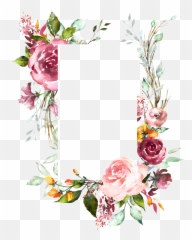 Floral Frame Png - H804 Flower Frame Flower Art Watercolor Transparent Flower Frame Png,Wedding Flowers Png