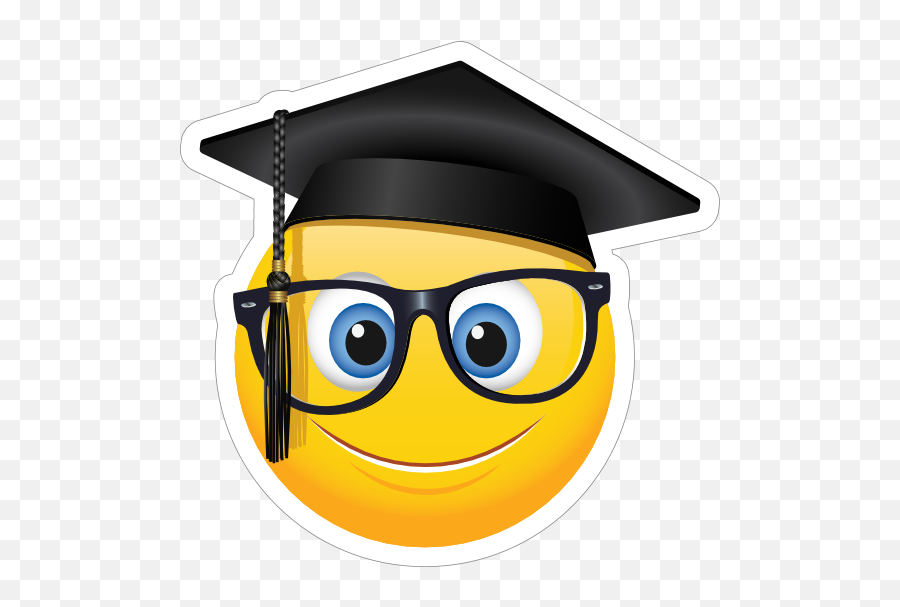 Cute Graduate With Glasses Emoji Sticker - Emoticon Graduation Png,Glasses Emoji Png