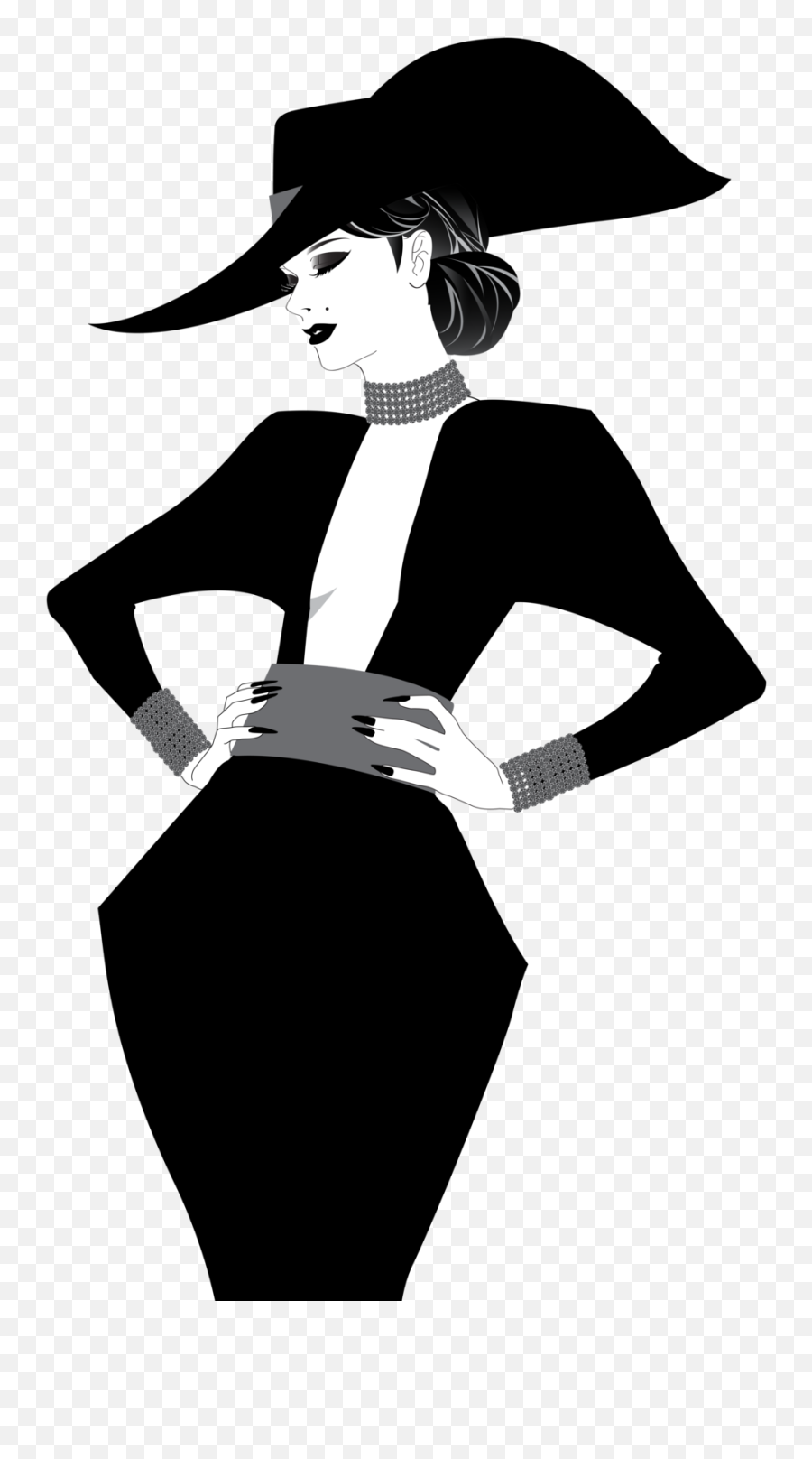 Simple Design Art Silhouette Clip - Silhouette Elegant Lady Clipart Png,Fancy Hat Png
