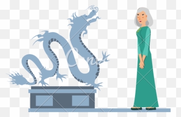 Chinese Dragon Statue With Old Woman - Icons by Canva Illustration png