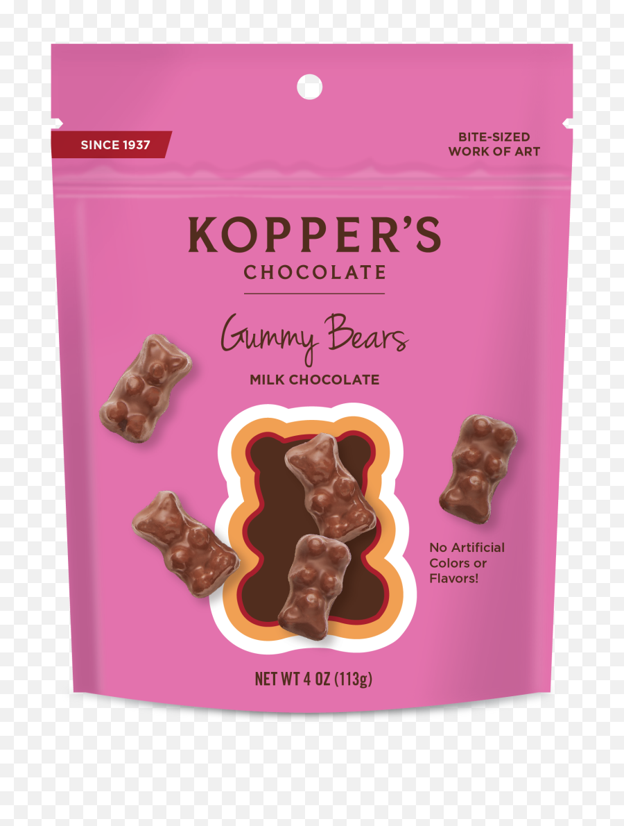 Milk Chocolate Gummy Bears - Koppers Chocolate Gummy Bears Png,Gummy Bear Png