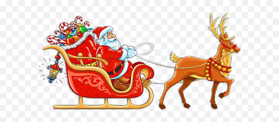 Library Of Father Christmas And Reindeer Graphic Stock Png - Santa Claus On Sleigh Clipart,Reindeer Clipart Png