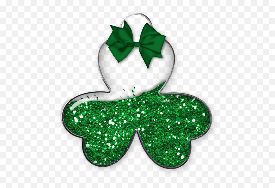 Shamrock With Green Bow Png Picture - Saint Day Glitter Background,Green Bow Png