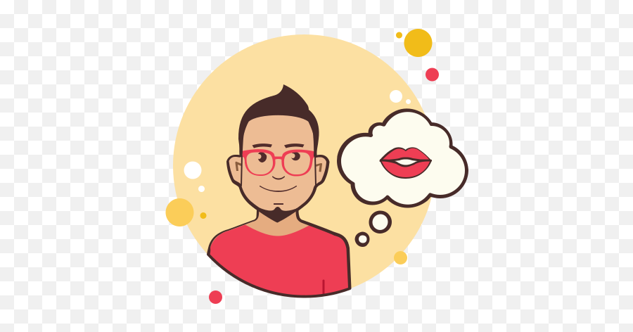 Man With Kiss Icon In Circle Bubbles Style Png Cartoon