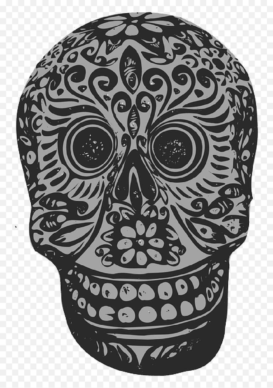 Skull Sugar Decorated - Free Vector Graphic On Pixabay Mexican Skull Art Png,Mexican Skull Png