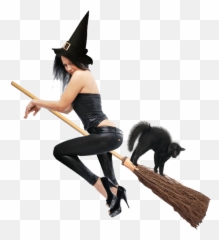 Sexy Witch - On Broom Transparent PNG