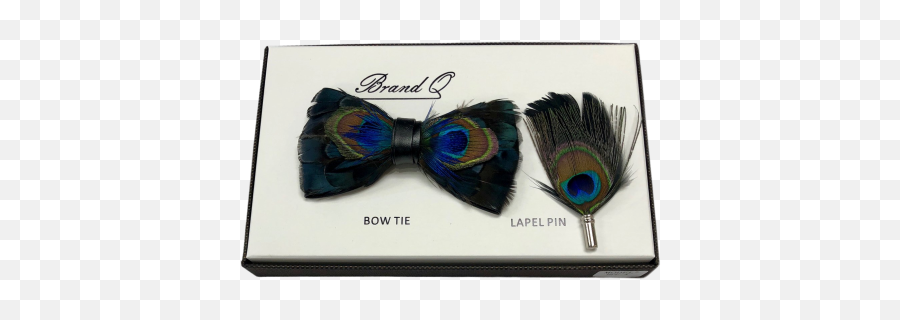 Peacock Feather Bowtie With Matching Lapel Pin - Formal Wear Png,Peacock Feathers Png