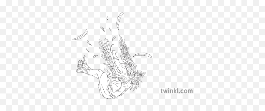 Icarus Falling Flying Wings Person Man Ancient Greek Greece - Greek Mythology Icarus Falling Drawing Png,Person Falling Png