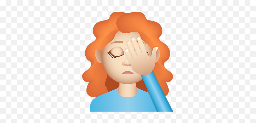 Gingermoji Kristina Caizley Red Head Face Palm Emoji Png Facepalm Emoji Png Free Transparent