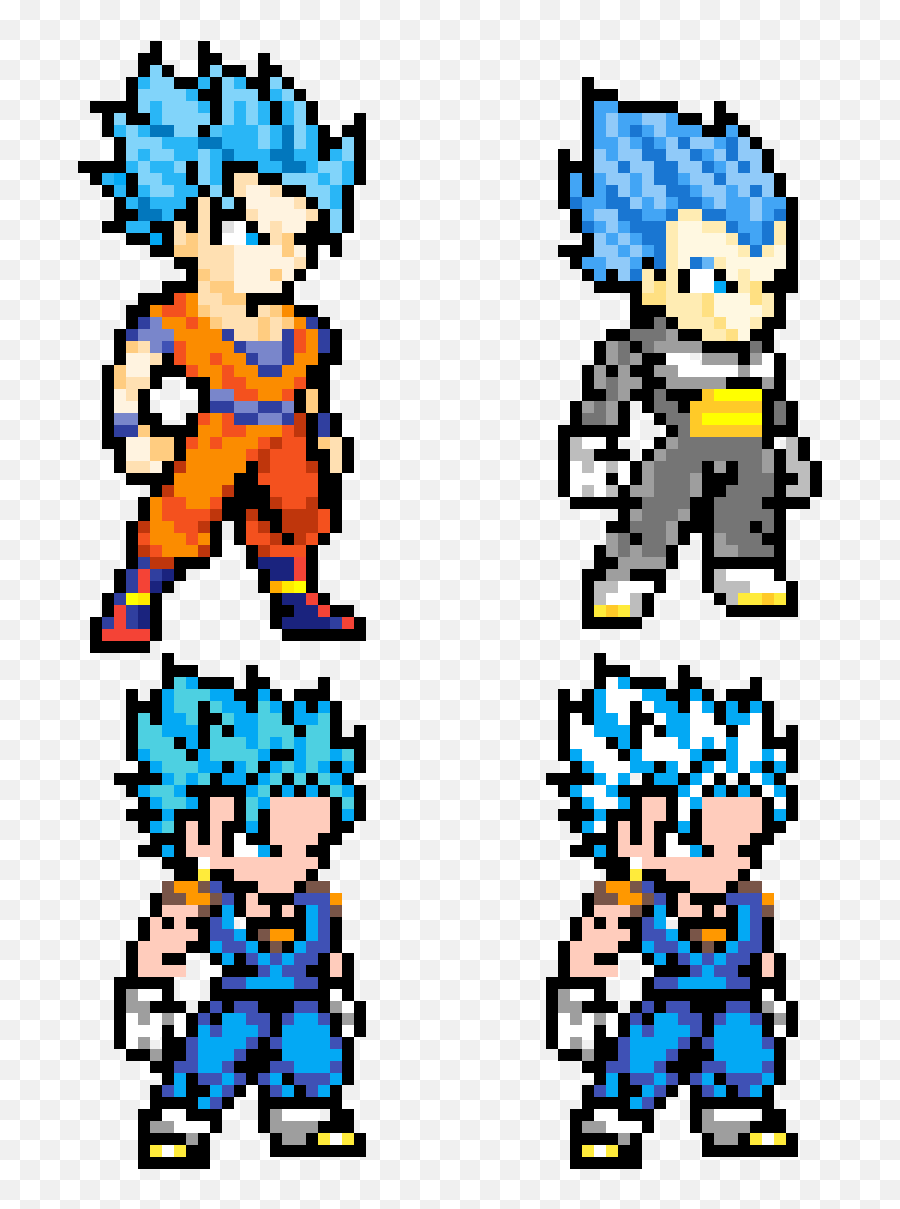 Pixilart - Gokuvegetavegito Blue By Talon102 Pixel Art Dragon Ball Goku Ssj2 Png,Vegito Png
