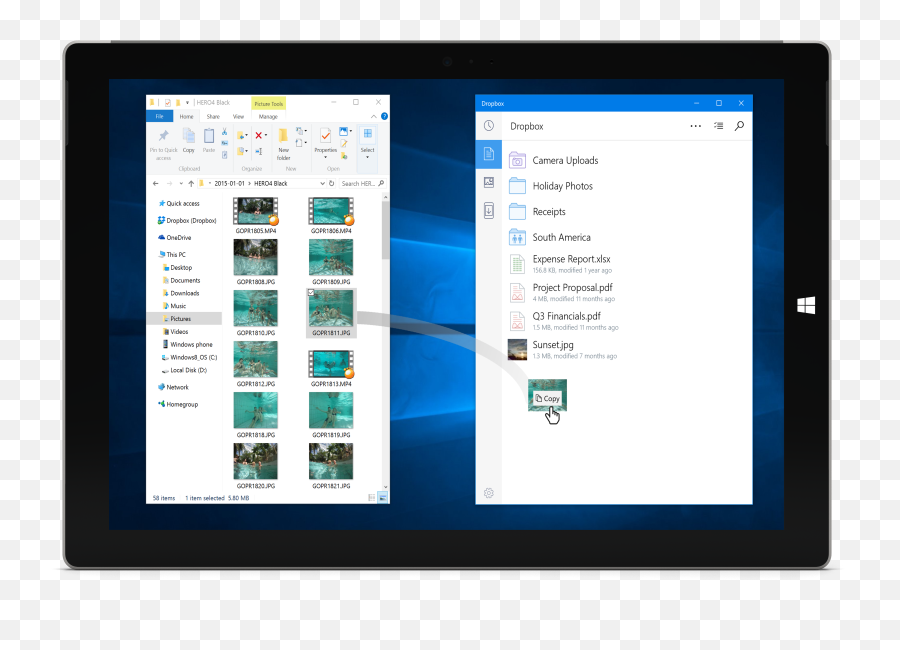 Microsoft Announces A Dropbox App For Windows 10 Tablets - Dropbox Windows10 Png,Dropbox Png