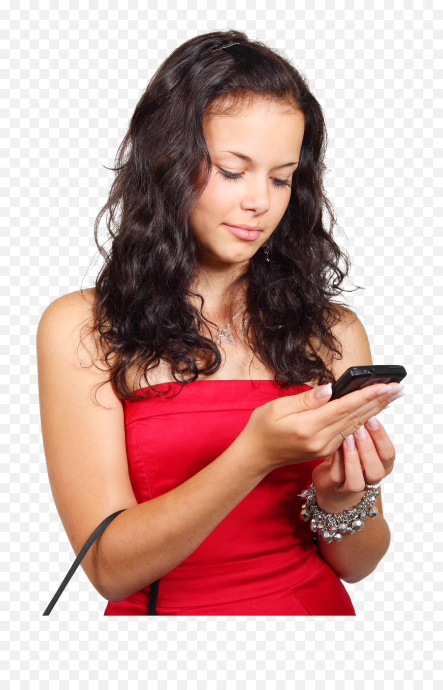 Girl Using Mobile Phone Png Image - Girl Holding Phone Png,Female Png