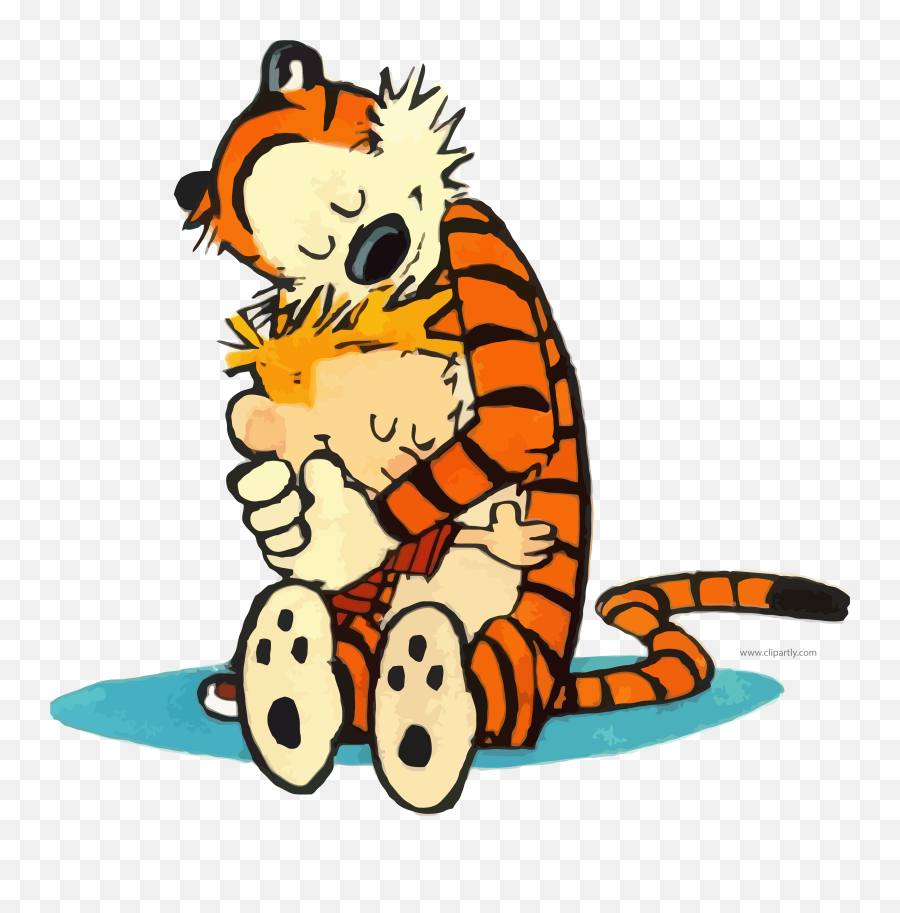 Sleeping Tigger And Boy Hug Clipart Png - Hobbes Calvin And Hobbes,Hug Png