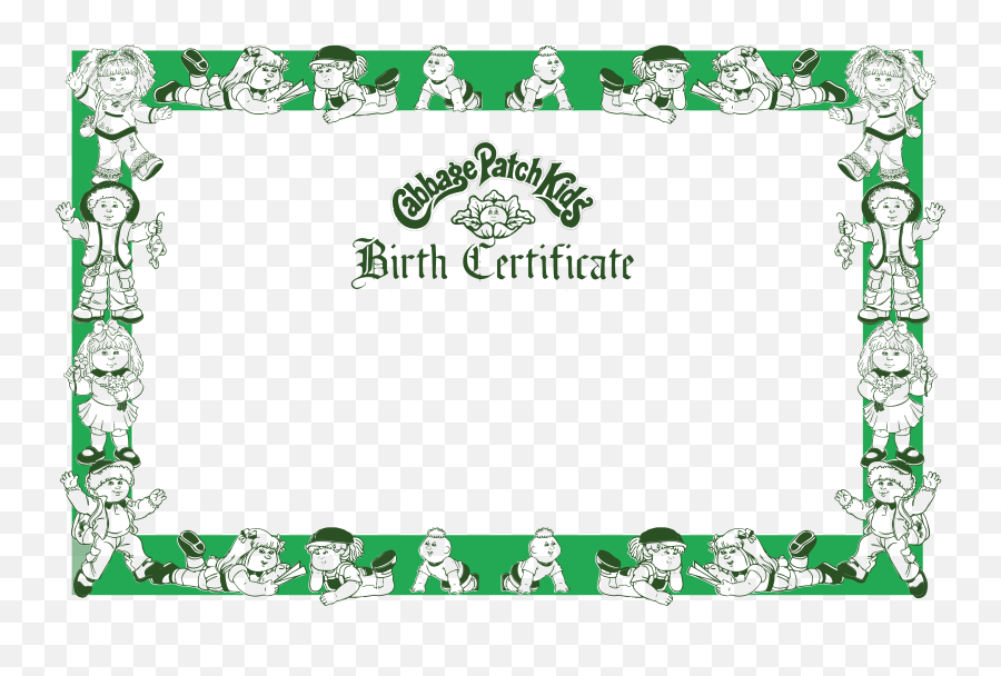 Cabbage Patch Kid Printable Certificates In 2020 Adoption - Printable Cabbage Patch Birth Certificate Template Png,Cabbage Patch Logo