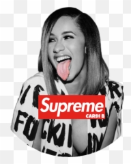 Cardi B Clipart Black And White - Supreme Png,Cardi B Png
