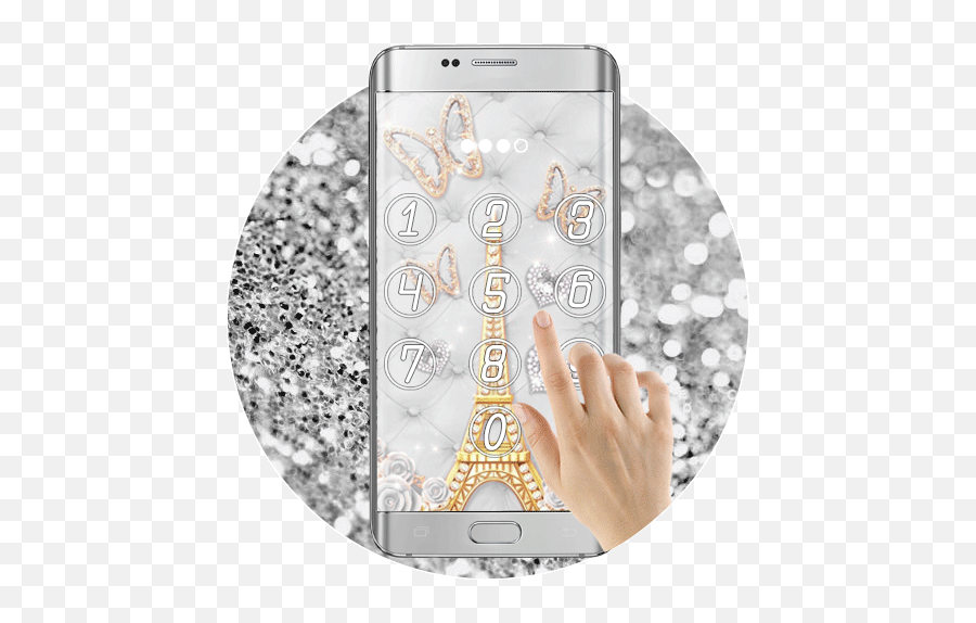 Amazoncom Silver Glitter Eiffel Theme Lock Screen - Smartphone Png,Silver Glitter Png