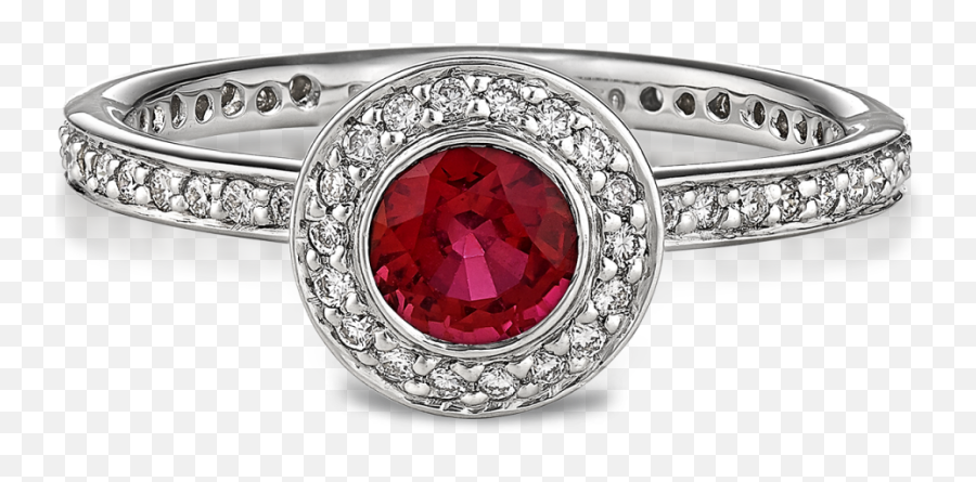 Ruby Ring With Platinum And Diamond Border - Ruby Diamond Engagement Ring Png,Diamond Border Png