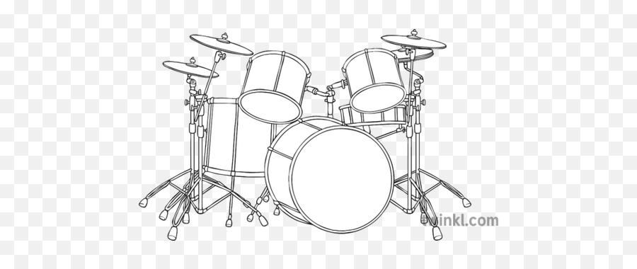 Drum Set Black And White Illustration - Twinkl Line Art Png,Drum Set Png