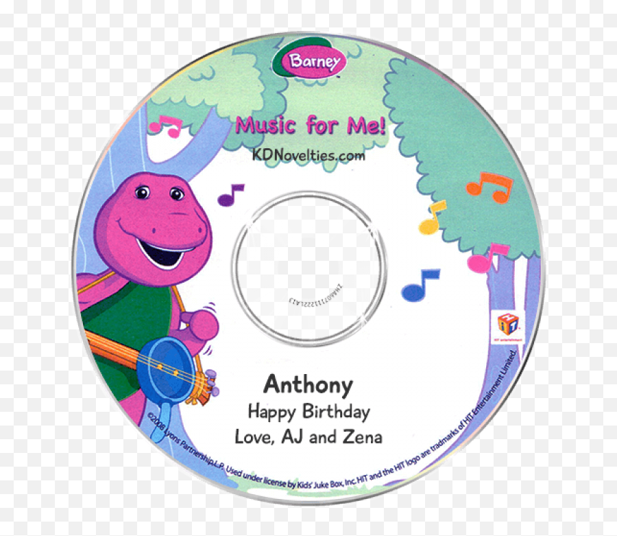 Personalized Barney Music For Me Cd - Barney Music For Me Png,Barney Png