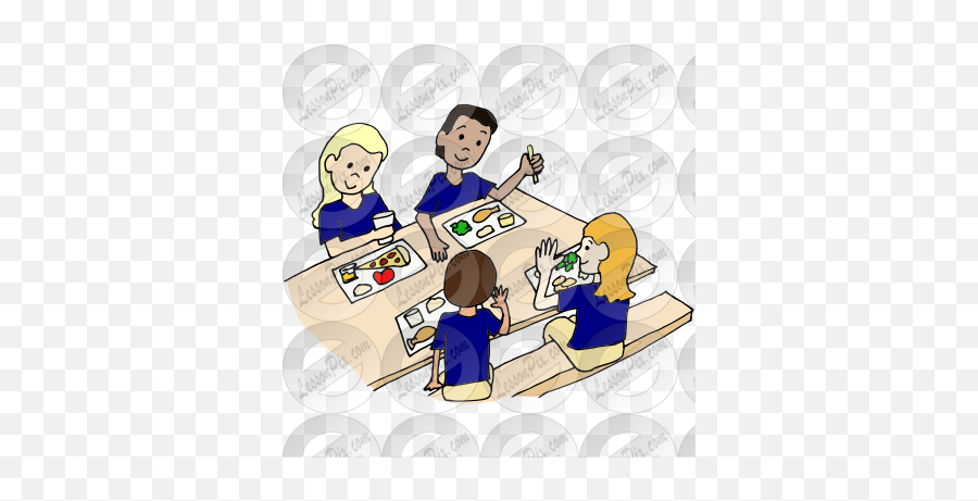 Lunch Table Picture For Classroom Therapy Use - Great Conversation Png,People Sitting At Table Png