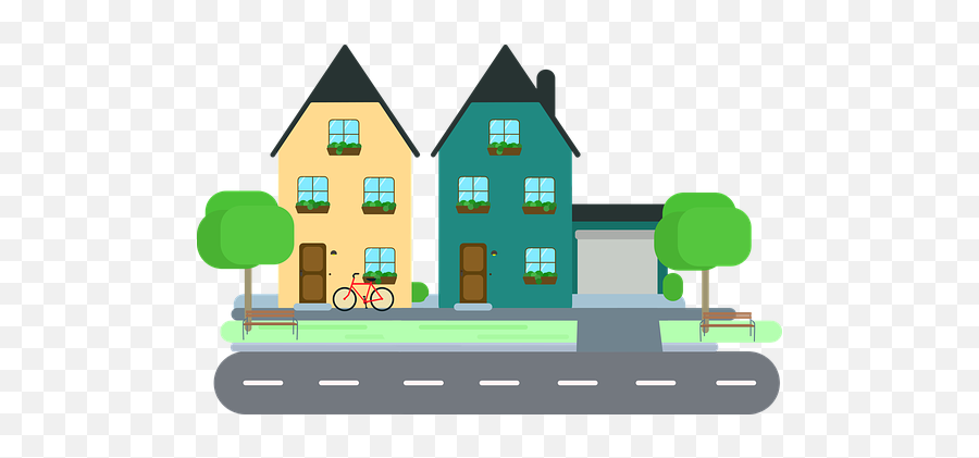 Cartoon Houses - Neighborhood Clipart Png,Cartoon House Png