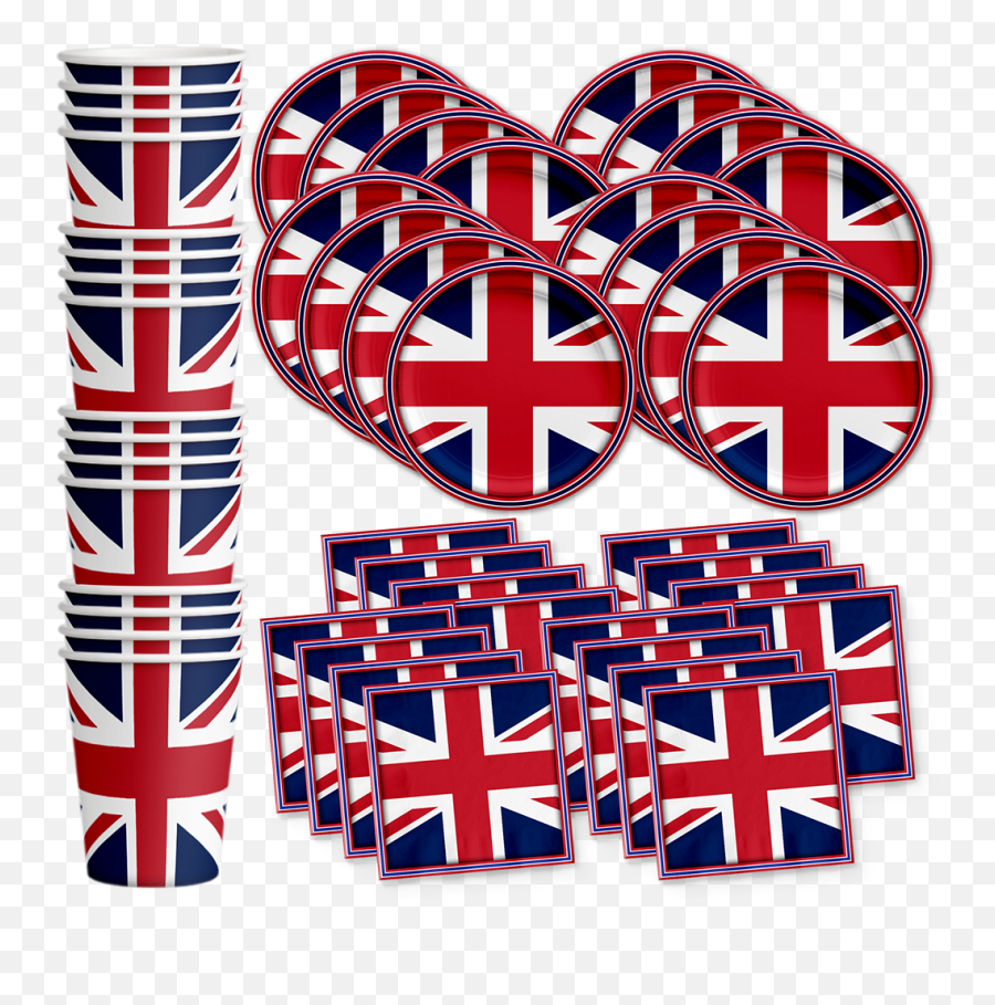 British Flag Party Supplies U2013 Birthdaygalorecom - Britain Uk England British Flag Birthday Party Supplies Set Plates Napkins Cups Tableware Kit For 16 Png,British Icon