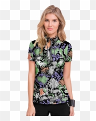 Mint Collection Snake Print Short Sleeve Top - Jamie Sadock Golf Shirt Png,Footjoy Icon Snakeskin Golf Shoes