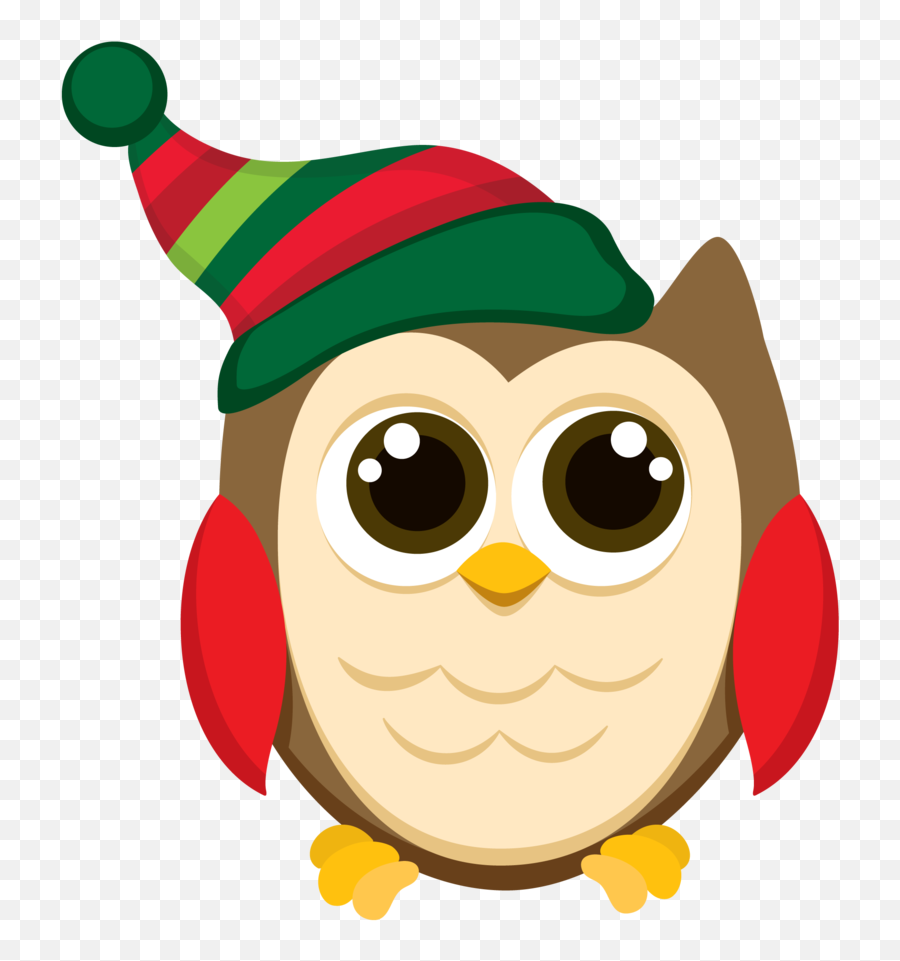 Clipart Of December Asin And Owls January - Christmas Owl Cool Christmas Elf Clipart Png,Owls Png