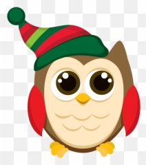 Clipart Of December Asin And Owls January - Christmas Owl Cool Christmas Elf Clipart Png,Owls Png