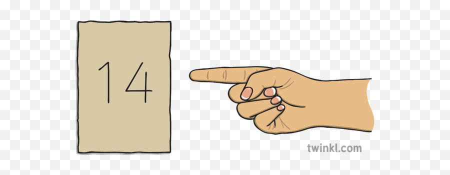 Homemade Number Card 14 With Hand Pointing Illustration - Lumber Png,Hand Pointing Png