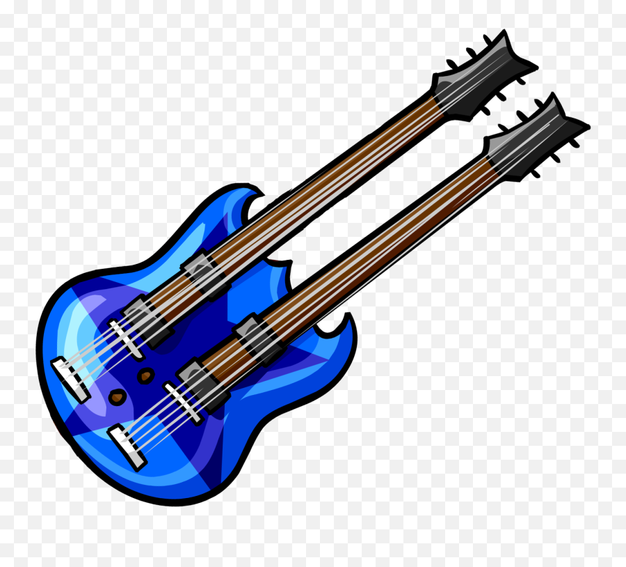 Bluedoubleneckedguitar - Club Penguin Rock Guitar Full Club Penguin Guitar Png,Rock Guitar Png