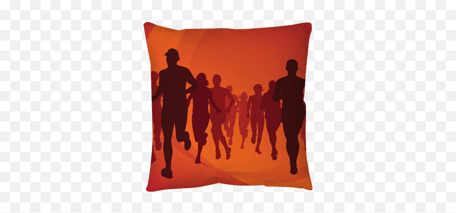 Running People Silhouettes Floor Pillow U2022 Pixers - We Live To Change Laufende Menschen Png,People Silhouettes Png