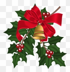 Download Christmas Bells U0026 Holly Leaves - Winter Decoration Transparent Png