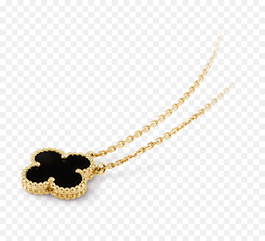 Vintage Alhambra Pendant - Van Cleef Necklace Black Png,Gold Necklace Png
