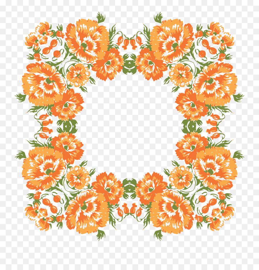Library Of Fall Flower Wreath Clip Png Files - Png Image Orange Flowers Clipart,Fall Frame Png