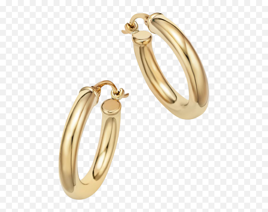 14k Yellow Gold Tube Hoop Earrings - 100 Exclusive 14k Gold Earrings Hoops Png,Gucci Icon Thin Band Ring