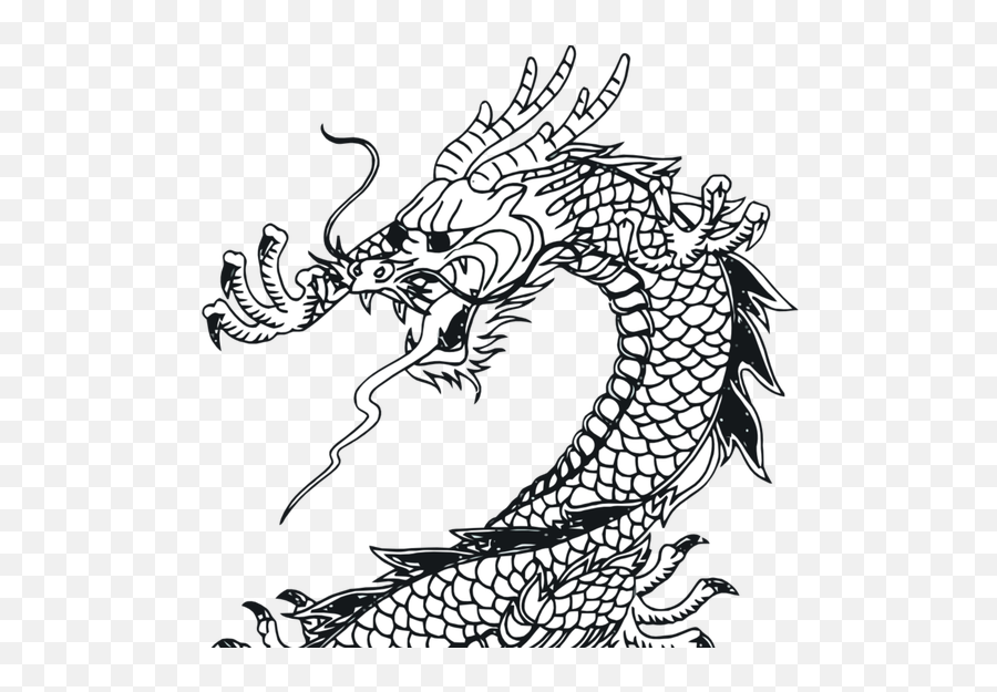 Download Dragon Vector Art Tattoo 999px - Chinese Dragon Dragons Black And White Png,Chinese Dragon Transparent