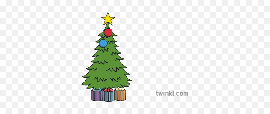 Christmas Tree With 2 Ornaments Illustration - Twinkl Wheelchair Basketball Logo Png,Ornaments Png