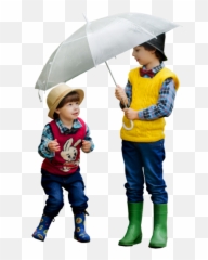 Chicos Bajo El Paraguas Stock De Foto Gratis - Public Domain Children In Rain Png