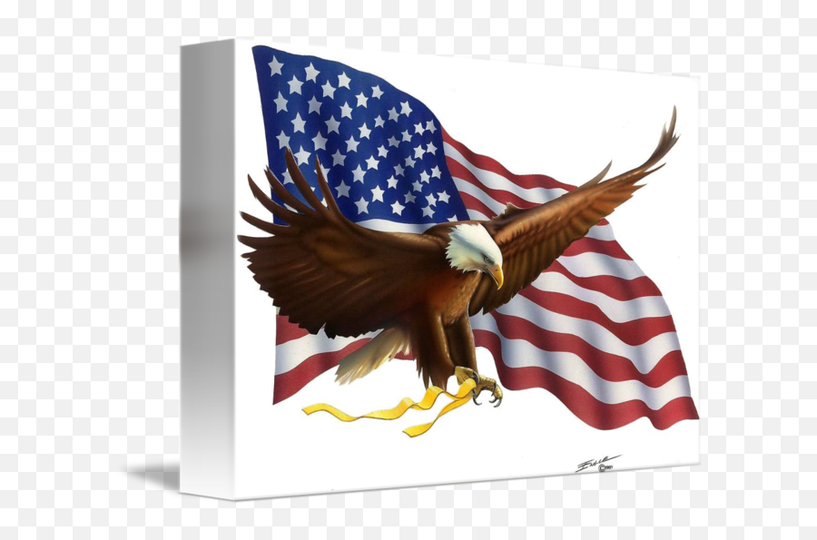 Eagle With Flag No Background By Bob Engle - American Eagles Png,Eagle Transparent Background