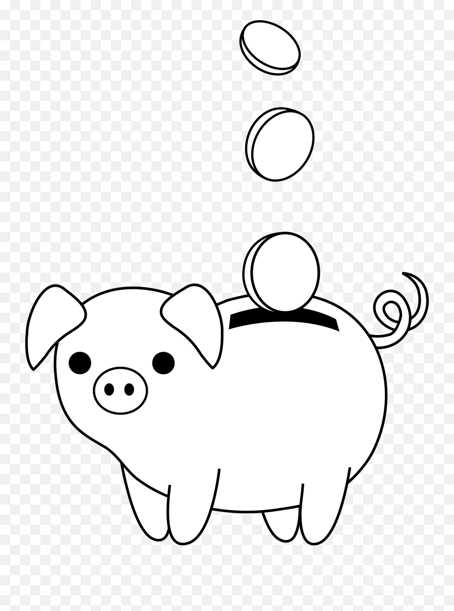 Piggy Bank Clip Art 4 - Simple Piggy Bank Drawing Png,Piggy Bank Transparent Background