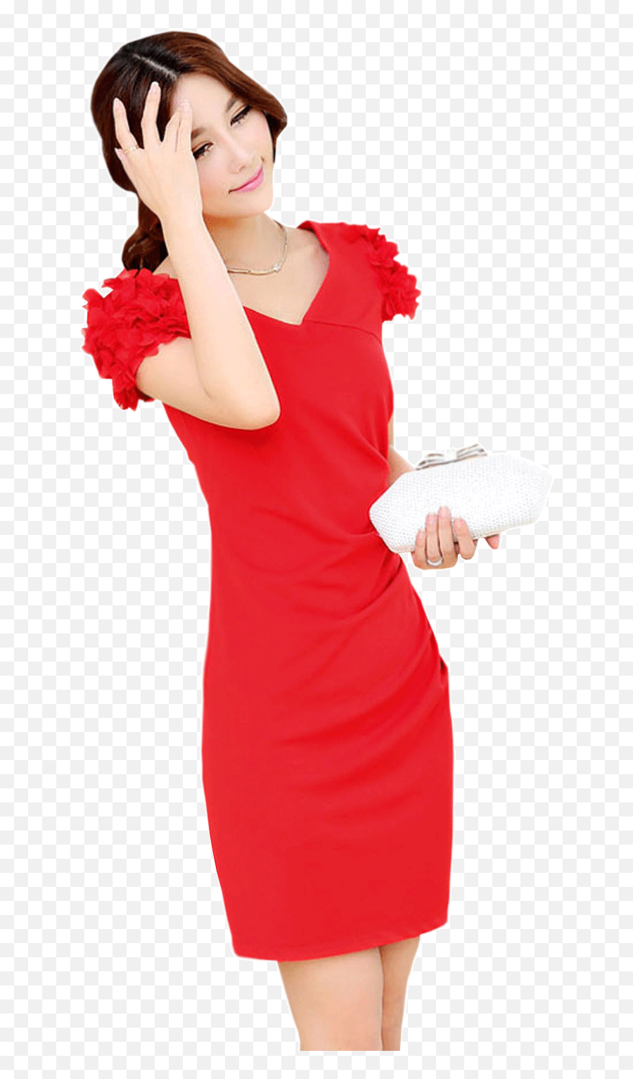 Women Bride Word Shoulder V Neck Dress - Cocktail Dress Png,Woman In Dress Png