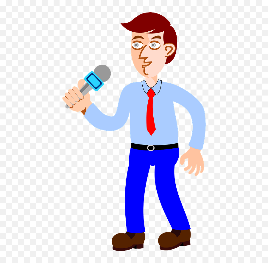 Man Speaking In A Microphone Clipart Free Download - Man Speaking With Microphone Clipart Png,Microphone Clipart Png
