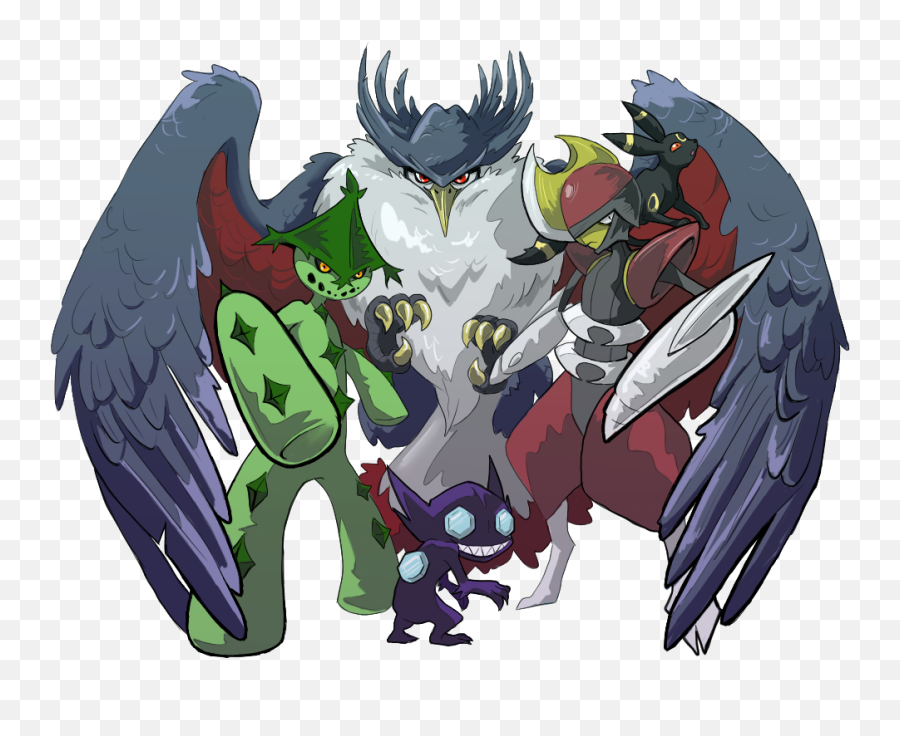 Umbreon Sableye Bisharp Honchkrow And Cacturne Pokemon - Honchkrow Umbreon Png,Umbreon Png
