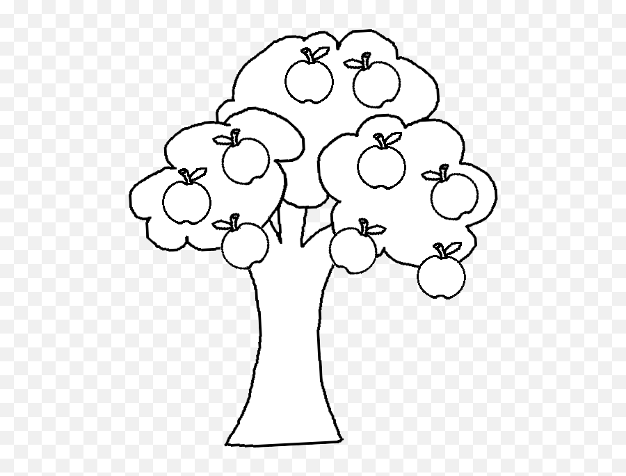 Apple Tree Clipart Black And White Png - Tree With Fruits Clipart,Tree Clipart Black And White Png
